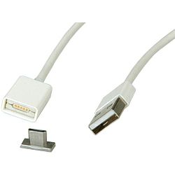Roline USB2.0 magnetski kabel TIP A(M) na Micro B(M), bijeli, 1.0m