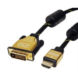 Roline GOLD DVI kabel, DVI-D (24+1) na HDMI (M/M), Dual Link, UHD 4K, 2.0m