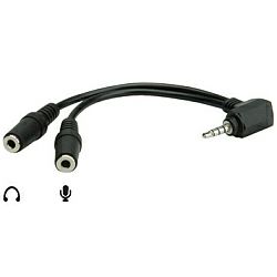 Roline Audio Y kabel za headset, 3.5mm Stereo M / 2×3.5mm Stereo F, 15cm