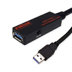 Roline USB3.2 Gen1 aktivni produžni kabel sa ponavljačem, 10m, crni