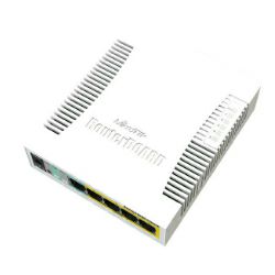 Mikrotik CSS106-1G-4P-1S (RB260GSP) 5-port Gigabit PoE-out smart preklopnik sa SFP cage, SwOS, plastično kućište, PSU, 53W
