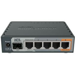 Mikrotik RB760iGS, hEX S with Dual Core 880MHz MHz CPU, 256MB RAM, 5 Gigabit LAN ports, SFP, USB, PoE-out-port #5, RouterOS L4, plastično kučište, PSU
