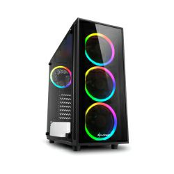 Sharkoon TG4 RGB Midi Tower ATX kućište, bez napajanja, prozirna prednja/bočna stranica, crno