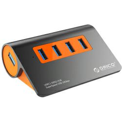 Orico 4-portni USB 3.1 Hub, dark gray+orange (ORICO M3H4-G2)