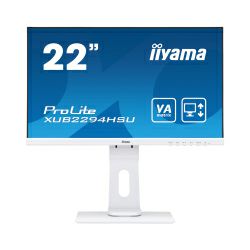 IIYAMA 22" ProLite XUB2294HSU-W1 (21.5") 16:9 Full HD (1920×1080) Pivot VA LED UltraSlim, 4ms, 250 cd/m2, VGA/HDMI/DP/USB2.0×2, HDCP, zvučnici, bijeli