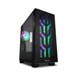 Sharkoon ELITE SHARK CA300T RGB Tower E-ATX kućište, bez napajanja, prozirna prednja/bočne stranice, prednji/stražnji ventilatori 4×120mm, crno