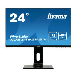 IIYAMA 24" ProLite XUB2492HSN-B1 (23.8") 16:9 Full HD (1920×1080) Pivot IPS Ultraslim, 4ms, HDMI/DP/USB-C Dock 65W, 2×USB3.0, HDCPI, RJ45, HAS, zvučnici, crni