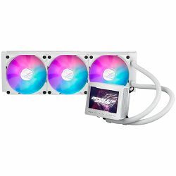 ASUS ROG Ryujin III 360 ARGB White Edition all-in-one liquid CPU cooler with Asetek 8th gen pump solution, 3 x 120 mm ARGB Radiator Fans, ROG Magnetic daisy-chainable Fan, Full Color 3.5” LCD Display