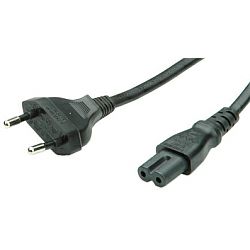 Roline VALUE naponski kabel za prijenosnike, Euro na 2 polni IEC320-C7, crni, 1.8m