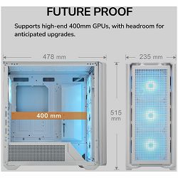 COUGAR | MX600 White | PC Case | Mid Tower / Mesh Front Panel / 3 x 140mm + 1 x 120mm Fans / Transparent Left Panel