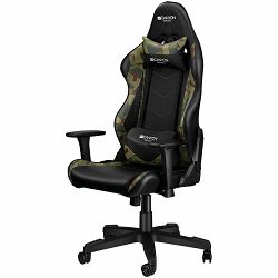 Gaming chair, PU leather, Original foam and Cold molded foam, Metal Frame, Butterfly mechanism, 90-165 dgree, 3D armrest, Class 4 gas lift, Nylon 5 Stars Base, 60mm PU caster, Black+camouflage pattern