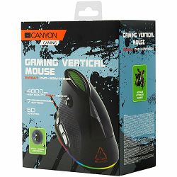 Wired Vertical Gaming Mouse with 7 programmable buttons, Pixart optical sensor, 6 levels of DPI and up to 4800, 2 million times key life, 1.65m Braided USB cable,rubber coating surface and colorful RG