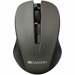 CANYON 2.4GHz wireless optical mouse with 4 buttons, DPI 800/1200/1600, Gray, 103.5*69.5*35mm, 0.06kg