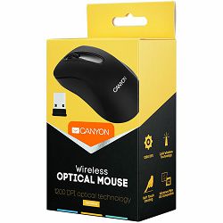 CANYON 2.4GHz wireles Optical Mouse with 3 buttons, DPI 1200, Black, 108*65*38mm, 0.066kg
