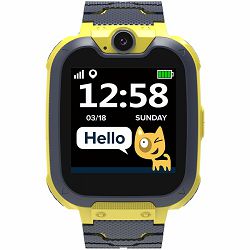 Kids smartwatch, 1.54 inch colorful screen, Camera 0.3MP, Mirco SIM card, 32+32MB, GSM(850/900/1800/1900MHz), 7 games inside, 380mAh battery, compatibility with iOS and android, Yellow, host: 54*42.6*