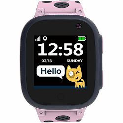 Kids smartwatch, 1.44 inch colorful screen, GPS function, Nano SIM card, 32+32MB, GSM(850/900/1800/1900MHz), 400mAh battery, compatibility with iOS and android, Pink, host: 52.9*40.3*14.8mm, strap: 23