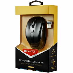CANYON 2.4GHz wireless optical mouse with 6 buttons, DPI 800/1200/1600, Black, 92*55*35mm, 0.054kg