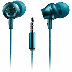 CANYON Stereo earphones with microphone, metallic shell, 1.2M, blue-green