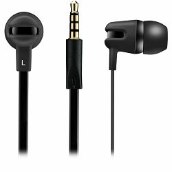 CANYON Stereo earphone with microphone, 1.2m flat cable, Black, 22*12*12mm, 0.013kg