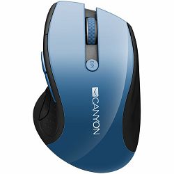 CANYON 2.4Ghz wireless mouse, optical tracking - blue LED, 6 buttons, DPI 1000/1200/1600, Blue Gray pearl glossy