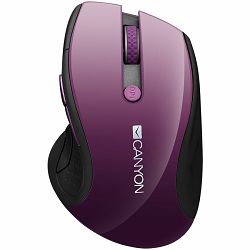 CANYON 2.4Ghz wireless mouse, optical tracking - blue LED, 6 buttons, DPI 1000/1200/1600, Purple pearl glossy