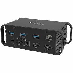 CANYON HDS-95ST, Multiport Docking Station with 14 ports ,with Type C female *4  ,USB3.0*2,USB2.0*2,RJ45*1,HDMI*2,SD card slot,Audio 3.5 audio*1Input 100-240V/100W AC port, Output USB-C PD 60W * 1, Du