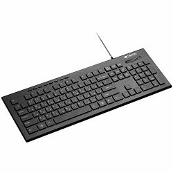 CANYON Multimedia wired keyboard, 104 keys, slim and brushed finish design, white backlight, chocolate key caps, AD layout (black), cable length 1.5m, 450*154*22.3mm, 0.53kg