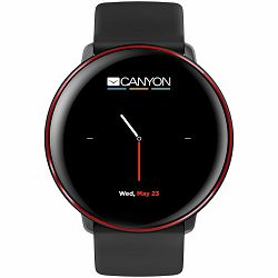 Smart watch, 1.22inches IPS full touch screen, aluminium+plastic body,IP68 waterproof, multi-sport mode with swimming mode, compatibility with iOS and android,black-red body with extra black leather b
