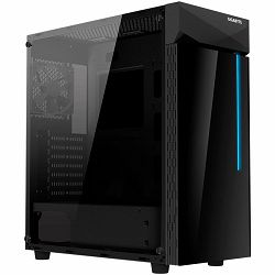 Chassis GIGABYTE C200 GLASS Midi Tower, ATX, 2xUSB3.0, RGB, Full-Size Black Tempered Glass Side Panel, Liquid Cooling Compatible, Dust Filter, 1x120mm Fan