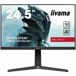 IIYAMA Monitor 24,5" ETE Fast IPS Gaming, G-Master Red Eagle, FreeSync Premium, 1920x1080@165Hz, 400cd/m2, 1100:1, HDMI, DisplayPort, 0,5ms (MPRT), Speakers, USB-HUB (2x3.0), Black Tuner, Height Adj. 