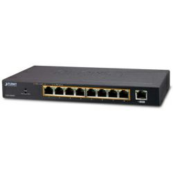 PLANET Gigabit Preklopnik (Switch) 8-port 10/100/1000Mbps sa 8-Port 802.3at PoE + 1-port Gigabit Ethernet Switch (120W POE Budget with External Power Supply)