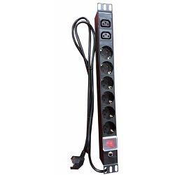 NaviaTec 8 Outlet Power Distribution Unit 6x Schuko 2x IEC C13 Input Schuko Cable