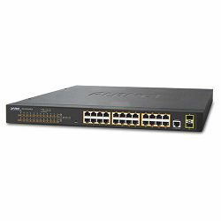 Planet 24-Port Gigabit 802.3at PoE (30w port) 2-Port SFP Managed Switch (300W)