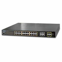 Planet 24-Port RJ45 GbE HP PoE 4 1G TP SFP Mngd Switch (220W)