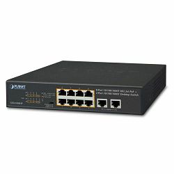 Planet 8-Port RJ45 GbE 802.3at PoE 2-Port RJ45 GbE Desktop Switch (120 watts)