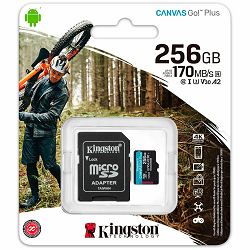 Kingston 256GB microSDXC Canvas Go Plus 170R A2 U3 V30 Card + ADP EAN: 740617301250