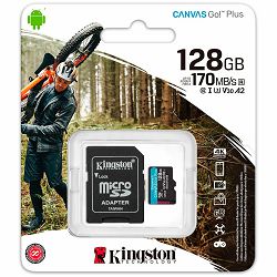 Kingston 128GB microSDXC Canvas Go Plus 170R A2 U3 V30 Card + ADP EAN: 740617301182