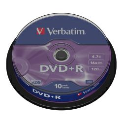 DVD+R Verbatim 4.7GB 16× Matt Silver 10 pack spindle
