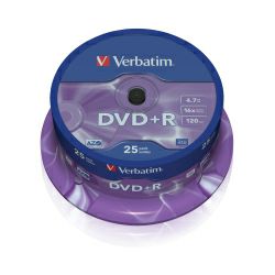 DVD+R Verbatim 4.7GB 16× Matt Silver 25 pack spindle