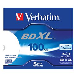 DVD Blu-Ray Verbatim BD-R DL XL 4× 100GB Wide White Inkjet Printable Hard Coat Surface 5 pack JC (Double Layer)