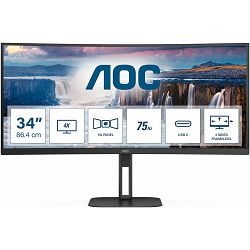 AOC CU34V5C, 34", HDMI, DP, USB-C, HAS