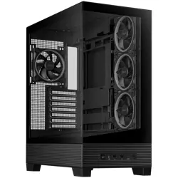 ASUS A31 PLUS Tempered Glass ATX case Black, support for hidden-connector motherboards, 360mm radiators and 380mm graphics cards, four pre-installed ARGB fans and clean cable management