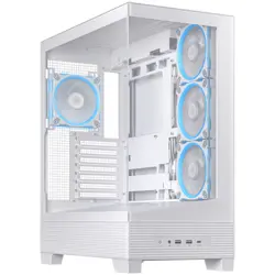 ASUS A31 PLUS Tempered Glass ATX case White, support for hidden-connector motherboards, 360mm radiators and 380mm graphics cards, four pre-installed ARGB fans and clean cable management