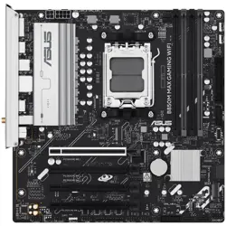 ASUS B850M MAX GAMING WIFI AM5 mATX gaming MB - AMD B850 4xDIMM DDR5 3xM.2 4xSATA PCIe 5.0 1Gb Ethernet Wi-Fi 6 + Bluetooth 1xDisplayPort 1xHDMI with Aura Sync