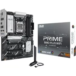 ASUS PRIME B840-PLUS WIFI AM5 ATX MB - AMD B840 4xDIMM DDR5 3xM.2 4xSATA PCIe 4.0 2.5Gb Ethernet WiFi 6E + Bluetooth 1xDisplayPort 1xHDMI with Aura Sync