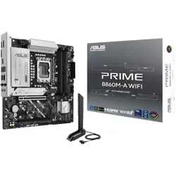 ASUS PRIME B860M-A WIFI LGA1851 mATX MB - Intel B860 4xDIMM DDR5 2xM.2 4xSATA PCIe 5.0 2.5Gb Ethernet WiFi 6E + Bluetooth 2xDisplayPort 1xHDMI with Aura Sync
