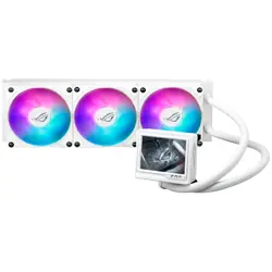 ASUS ROG Ryujin III 360 ARGB Extreme White Edition all-in-one liquid CPU cooler, Asetek Emma Gen8 V2 pump, thickened magnetic ROG ARGB fans for high airflow and static pressure with noise optimization