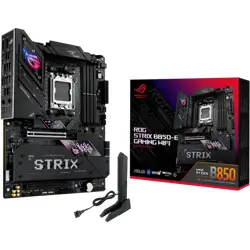 ASUS ROG STRIX B850-E GAMING WIFI AM5 ATX gaming MB - AMD B850 4xDIMM DDR5 5xM.2 4xSATA PCIe 5.0 5Gb Ethernet WiFi 7 + Bluetooth 1xDisplayPort 1xHDMI 1xUSB4 40Gbps ports (USB Type-C) with Aura Sync