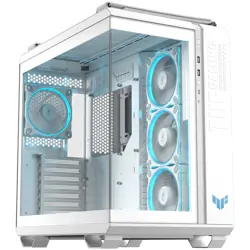 ASUS TUF Gaming GT502 Horizon ARGB ATX Gaming case White, Dual Chamber Chassis, Boundless Panoramic Design, Tempered Glass, Tool-Free side panels, pre-installed 4 ARGB fans & fan hub, Front Panel High