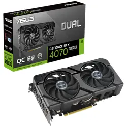 ASUS Video Card NVidia Dual GeForce RTX 4070 EVO OC Edition 12GB GDDR6X VGA with two powerful Axial-tech fans and a 2.5-slot design for broad compatibility, PCIe 4.0, 1xHDMI 2.1a, 3xDisplayPort 1.4a